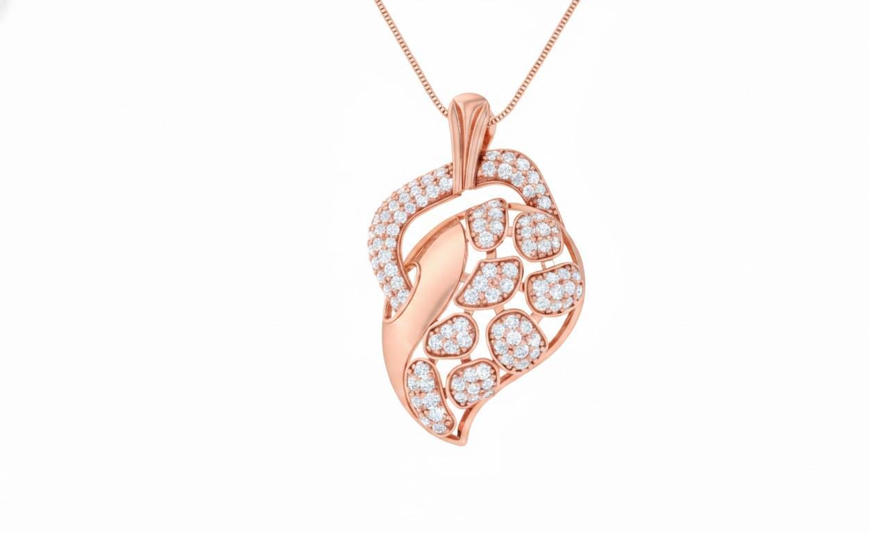 Leaf Pendant Necklace, Rose Gold Silver, Anniversary Gift