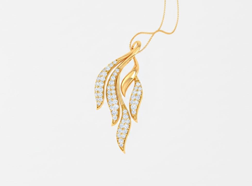 Moissanite Leaf Pendant Necklace for Women | Gold, Rose Gold & Silver | Bridal & Valentine Gift