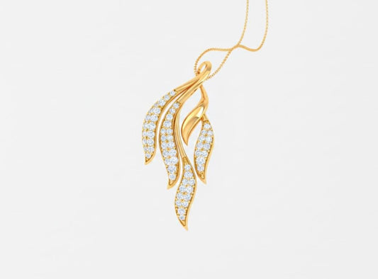Moissanite Leaf Pendant Necklace for Women | Gold, Rose Gold & Silver | Bridal & Valentine Gift