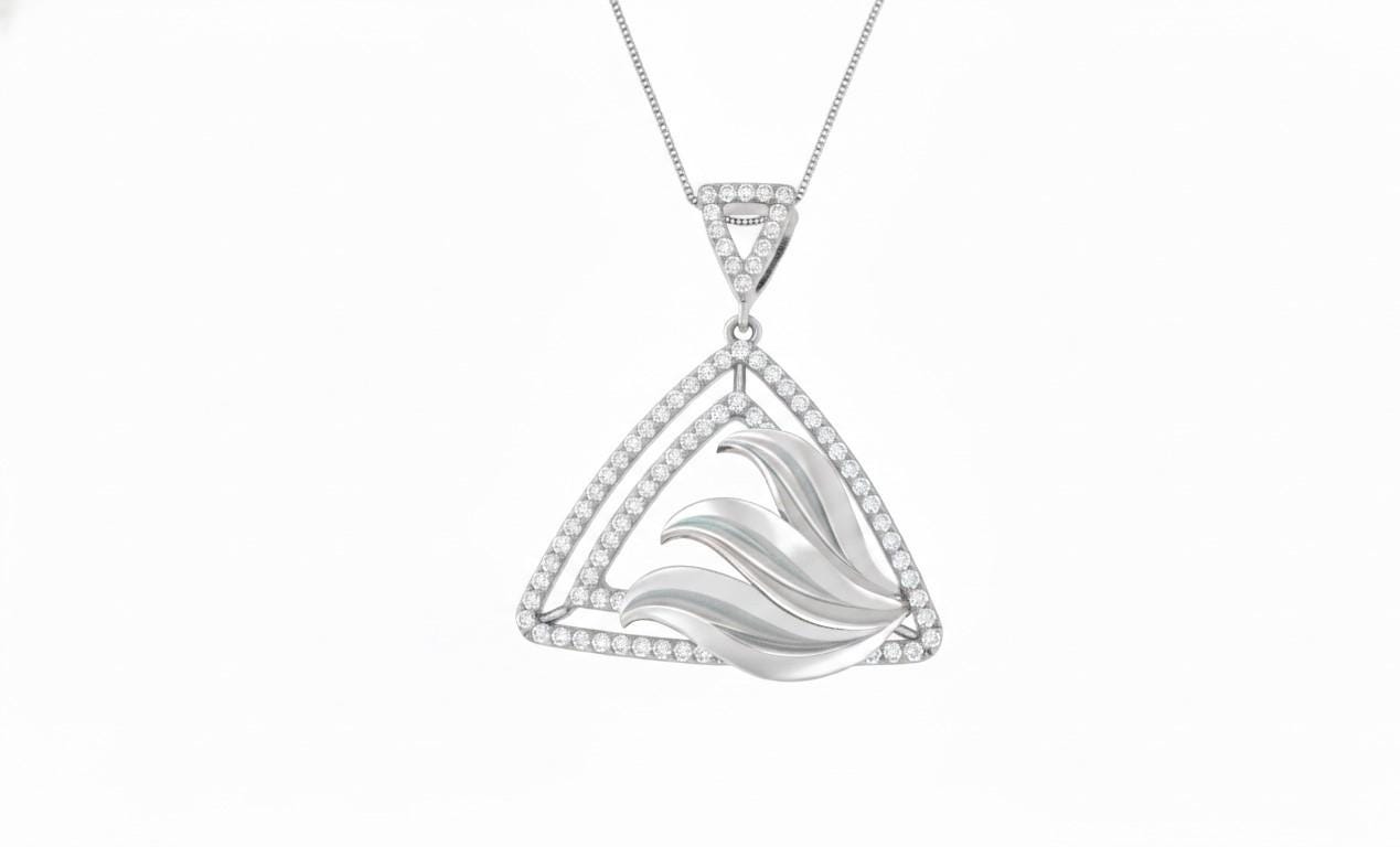 Moissanite Triangle Pendant Necklace, Gold Rose Silver Jewelry, Elegant Gift for Her