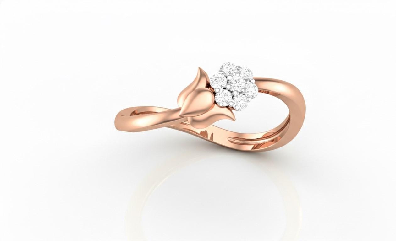 Moissanite Flower Ring | Rose Gold Silver Hypoallergenic Engagement & Promise Ring for Women