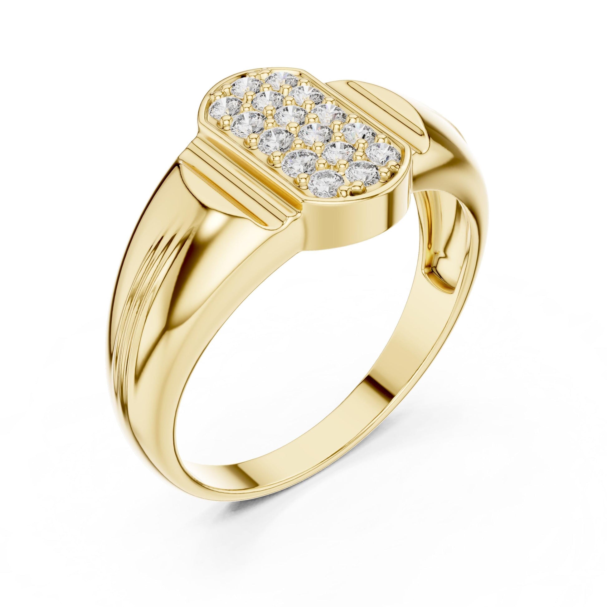 Riora luxury moissanite diamond statement ring in bold rose gold, featuring a large central gemstone and intricate design details