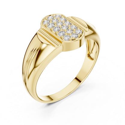 Riora luxury moissanite diamond statement ring in bold rose gold, featuring a large central gemstone and intricate design details