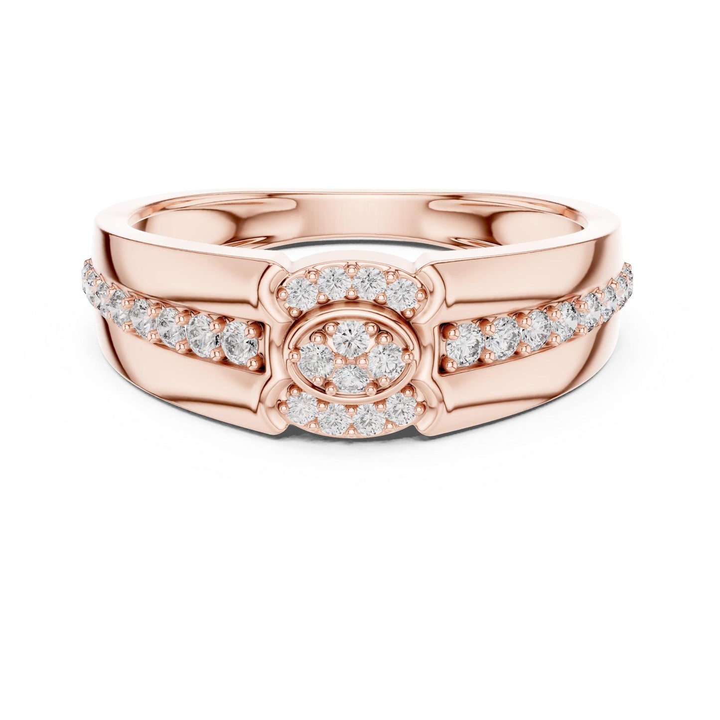Riora luxury diamond halo rose gold engagement ring with elegant, dainty design, perfect for bridal and wedding jewelry.