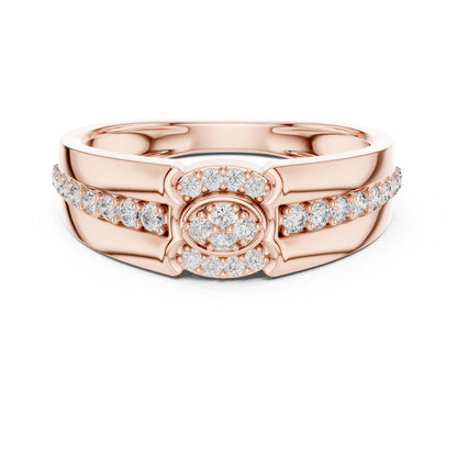Riora luxury diamond halo rose gold engagement ring with elegant, dainty design, perfect for bridal and wedding jewelry.