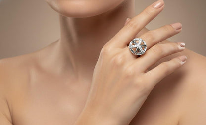 Moissanite Orbit Ring | Celestial Knot Design in Gold, Silver & Rose Gold | Hypoallergenic Engagement Ring