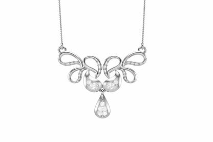 Riora Moissanite Swan Drop Necklace in gold, rose gold, and silver with elegant minimalist design and bridal jewelry style