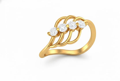 Moissanite Wave Ring | Diamond Alternative Promise Ring | Hypoallergenic Gold Silver Rose Gold