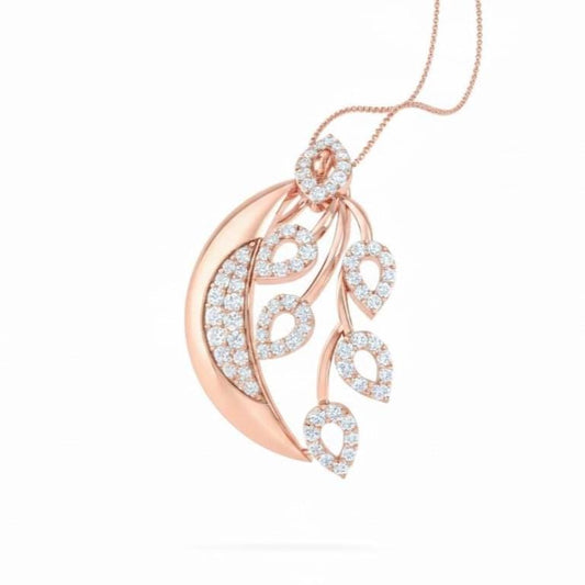 Moissanite Leaf Pendant Necklace | Rose Gold & Silver, Hypoallergenic