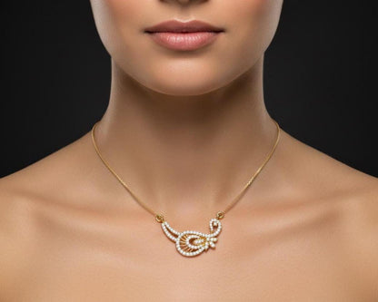 Riora elegant gold moissanite leaf necklace, dainty minimalist bridal jewelry, perfect for wedding or special gift for her