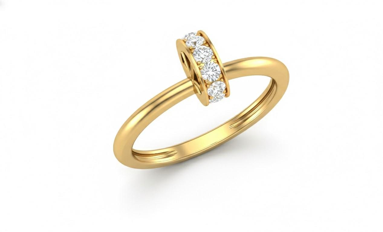 Dainty Moissanite Band Ring | Minimal Stackable Ring in Gold, Rose Gold & Silver | Hypoallergenic Promise & Engagement Gift