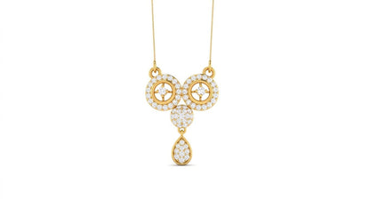 Riora moissanite circle drop necklace with gold, rose, and silver pendant, minimalist bridal jewelry with dainty design.