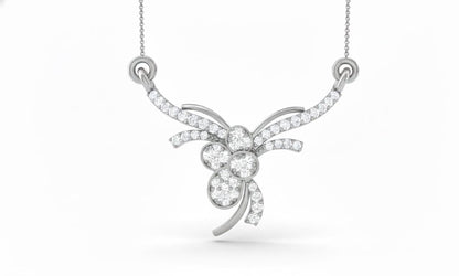 Floral Pendant Necklace, Rose Gold Silver, Adjustable 22 Inch Chain