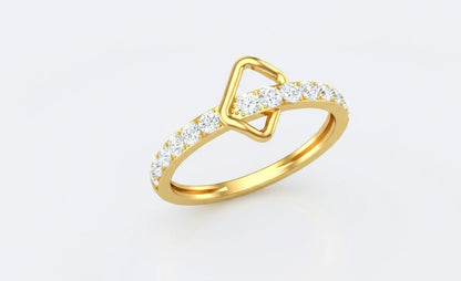 Moissanite Square Ring | Geometric Band | Gold, Rose Gold & Silver | Promise & Engagement Ring