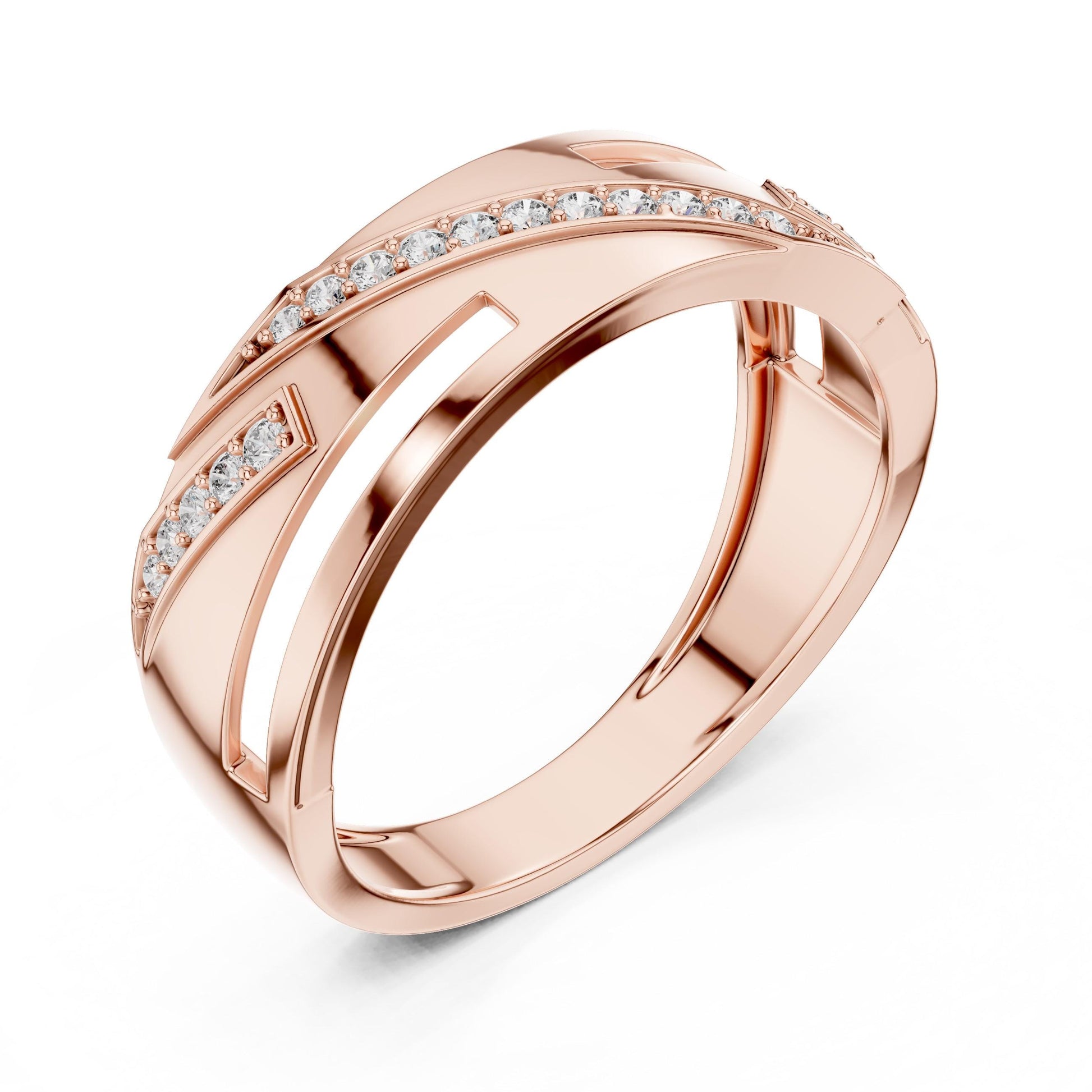 Riora luxury CZ wedding band ring in gold, rose gold, and silver with hypoallergenic promise, suitable for anniversaries