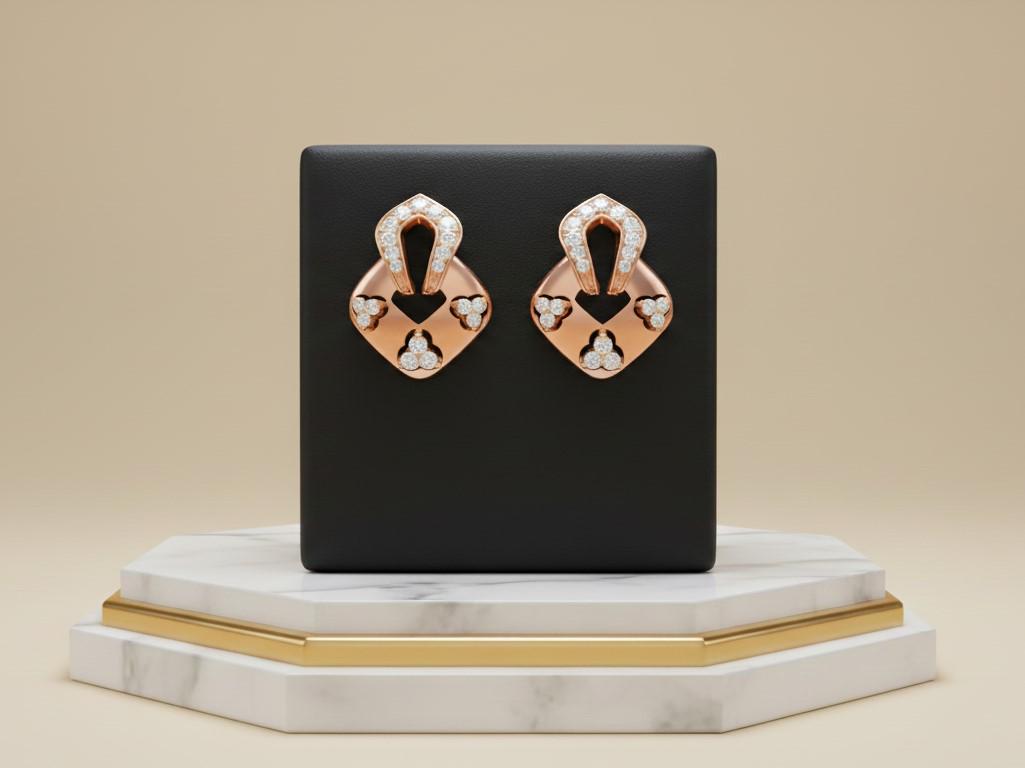 Riora Moissanite stud earrings in gold, rose, and silver with diamond-like sparkle, hypoallergenic and nickel-free jewelry for women