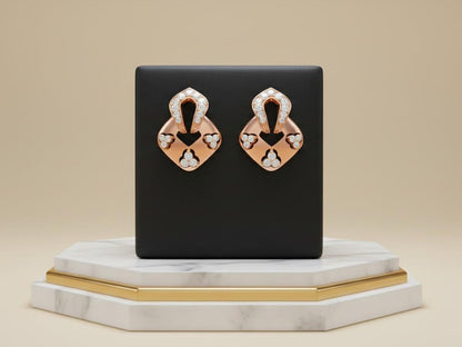 Riora Moissanite stud earrings in gold, rose, and silver with diamond-like sparkle, hypoallergenic and nickel-free jewelry for women