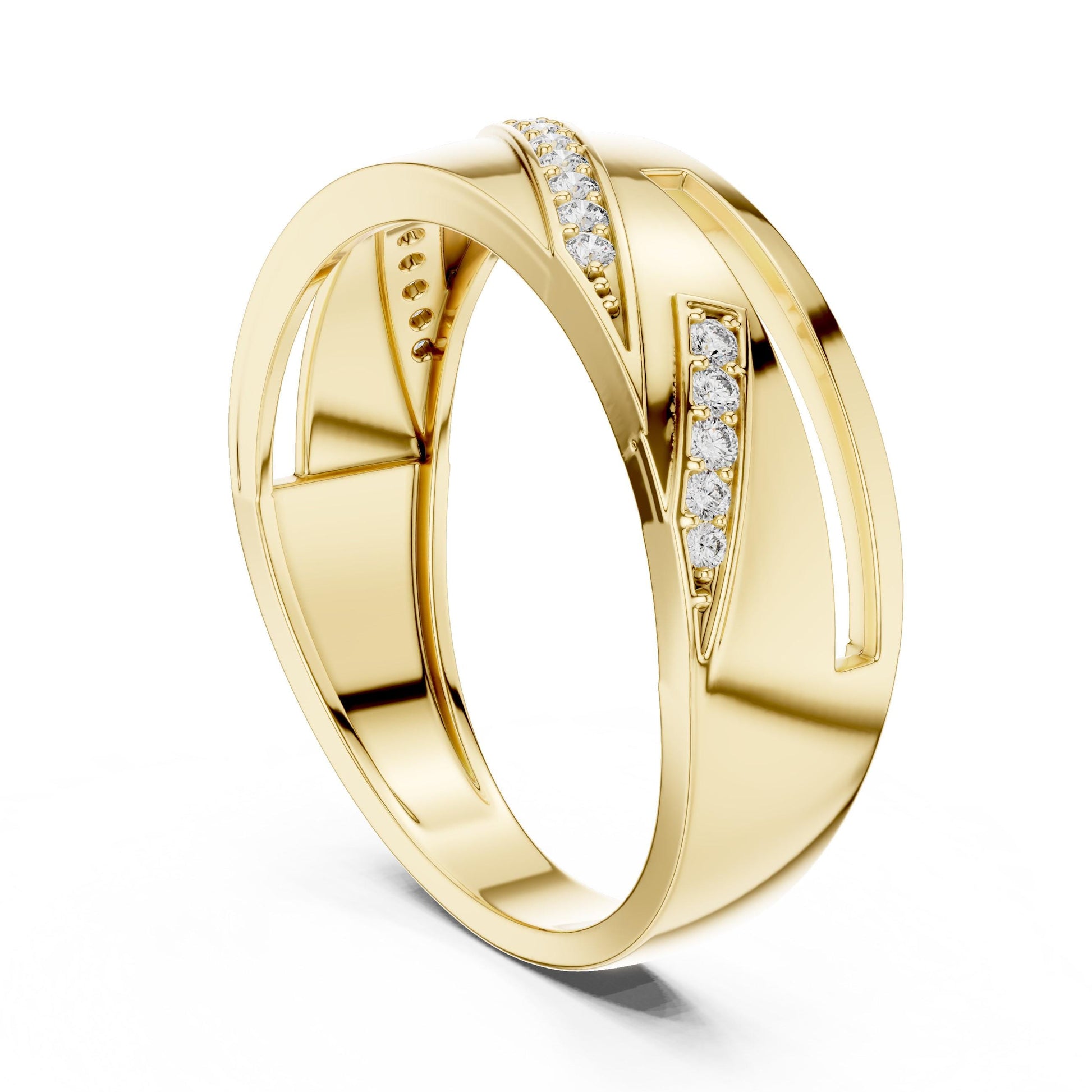 Riora luxury CZ wedding band ring in gold, rose gold, and silver with hypoallergenic design, perfect for anniversaries