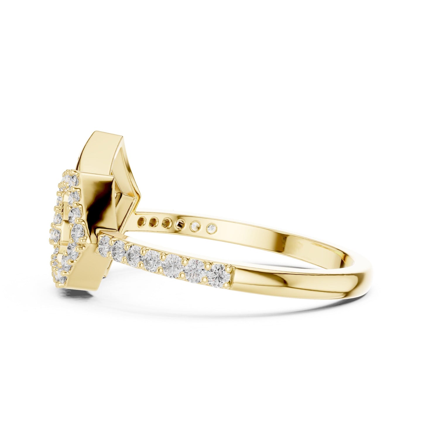 Riora luxury geometric CZ ring in gold and silver, featuring a statement band design, perfect for engagement and promise jewelry for women.