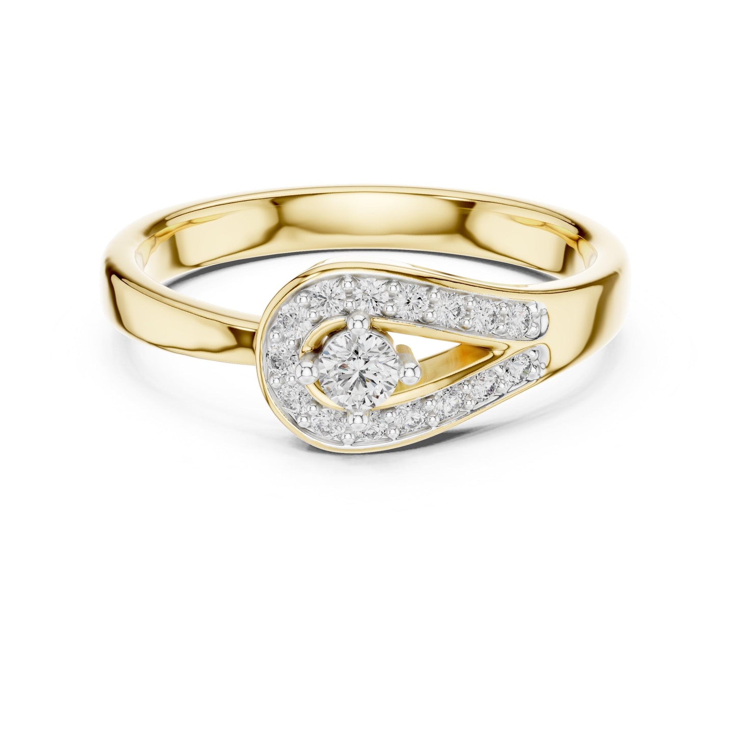 Riora twisted halo moissanite diamond engagement ring in solid gold with vintage style, bridal wedding jewelry featuring a unique design