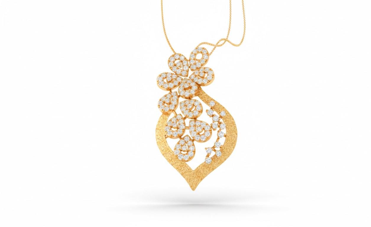 Riora floral leaf pendant necklace with 22-inch adjustable chain in gold, rose, and silver, hypoallergenic jewelry for women