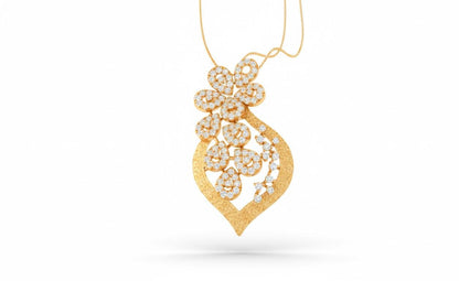 Riora floral leaf pendant necklace with 22-inch adjustable chain in gold, rose, and silver, hypoallergenic jewelry for women