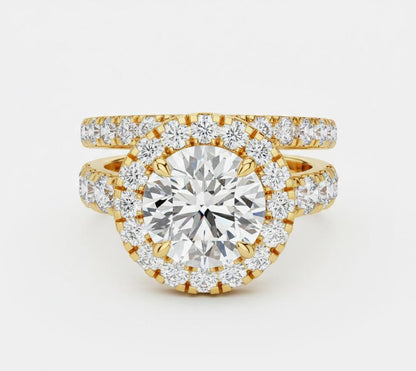 Halo CZ Engagement Ring Set | Bridal Promise Ring for Women
