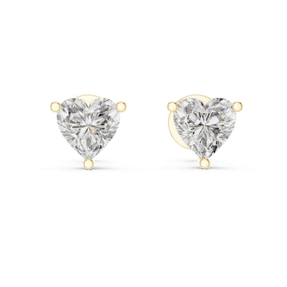 Rose gold 6mm heart-shaped moissanite diamond stud earrings by Riora, minimalist love jewelry for women.