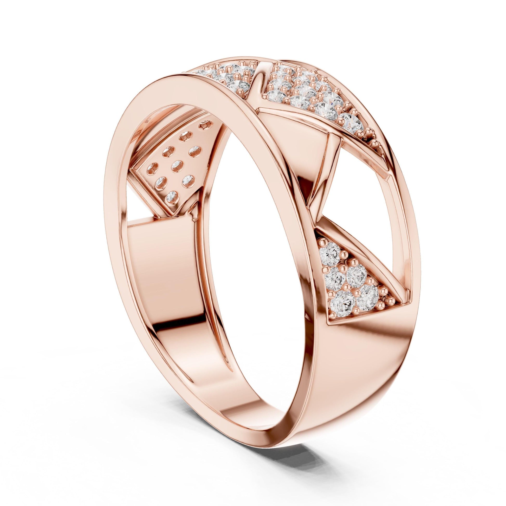 Riora luxury geometric CZ band ring in gold and silver, nickel-free hypoallergenic design, perfect for wedding or anniversary gift