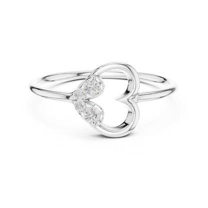 Riora moissanite open heart romantic minimalist ring in rose gold and silver, ideal for anniversary gifts for her.