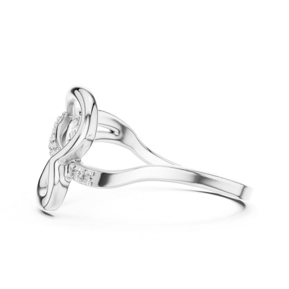 Riora Infinity Moissanite ring with elegant knot design, symbolizing promise and love, perfect as a unique anniversary gift.