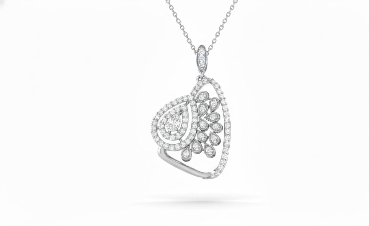 Moissanite Pendant Gold Silver Rose | Elegant Teardrop Bridal Jewelry | Anniversary Valentine Gift for Her