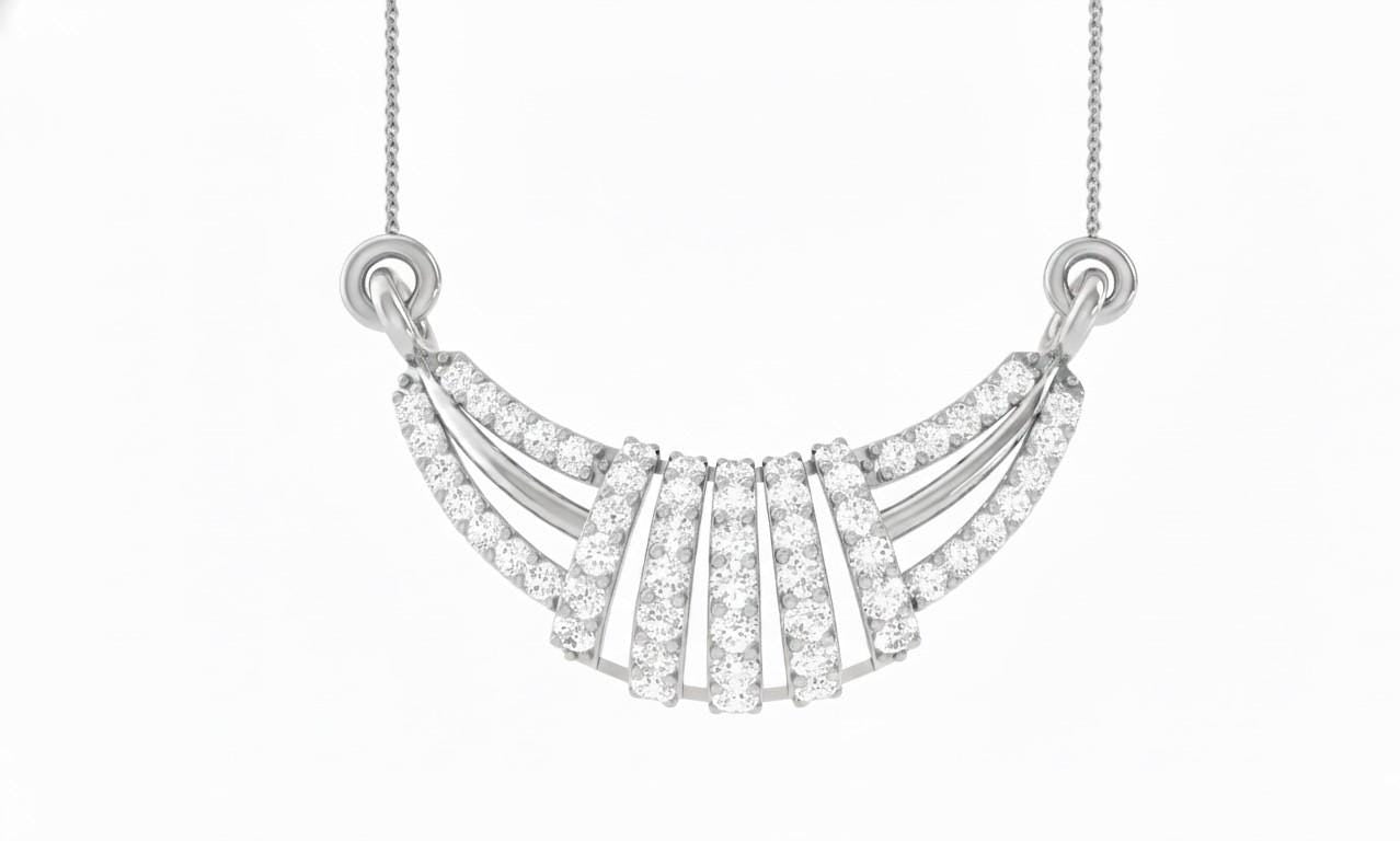 Moissanite Fan Pendant Necklace | Gold, Rose Gold & Silver | Elegant Bridal & Gift Jewelry
