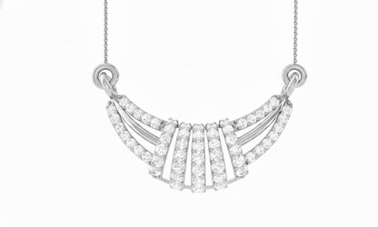 Moissanite Fan Pendant Necklace | Gold, Rose Gold & Silver | Elegant Bridal & Gift Jewelry