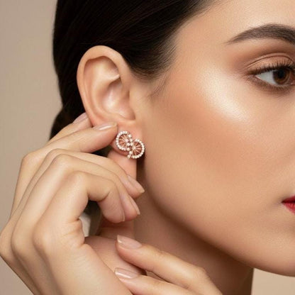 Moissanite Wheel Stud Earrings for Women | Gold, Rose Gold & Silver | Bridal & Anniversary Gift