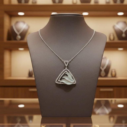 Moissanite Triangle Pendant Necklace, Gold Rose Silver Jewelry, Elegant Gift for Her