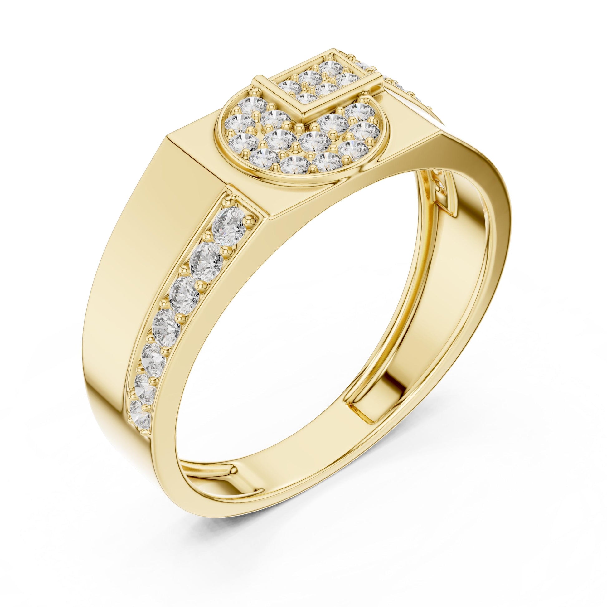 Riora luxury moissanite diamond statement ring for women with gold band, perfect for bridal, anniversary, or cocktail occasions.