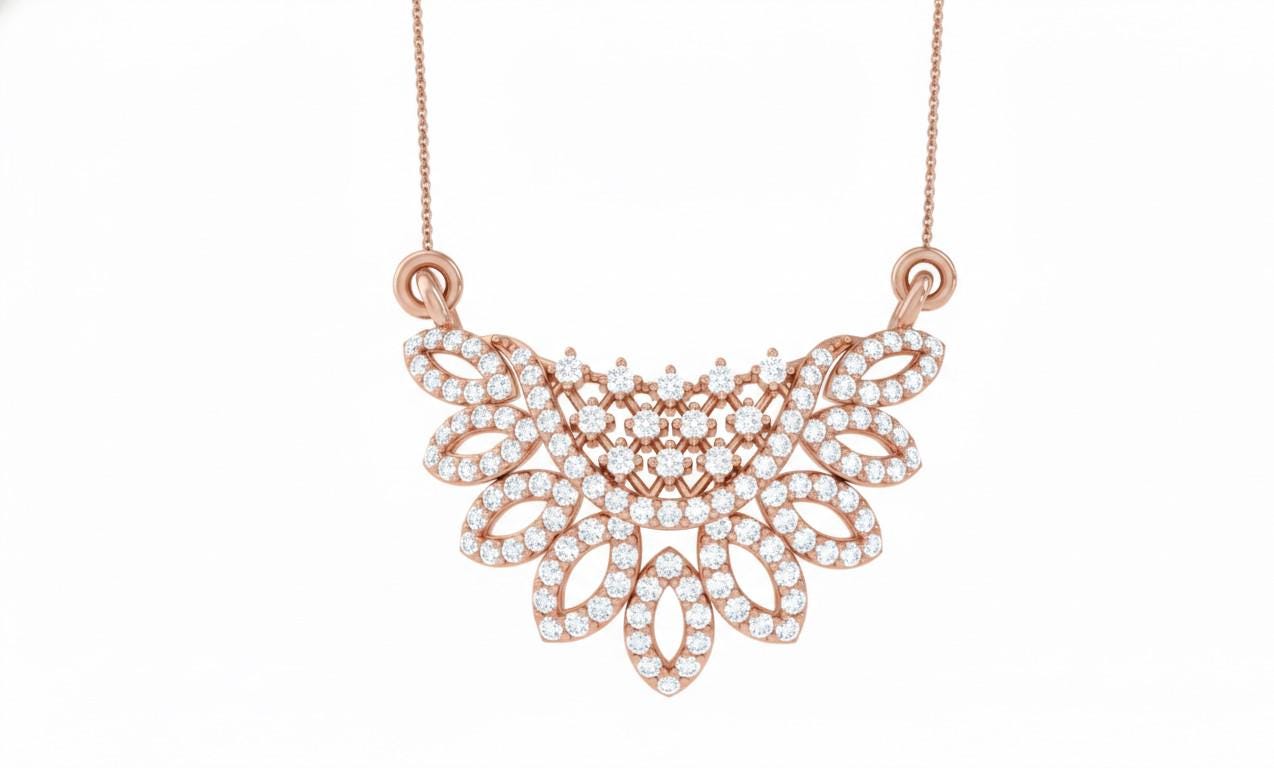 Riora Butterfly Moissanite diamond necklace with gold rose and silver chain, dainty minimalist jewelry pendant for women