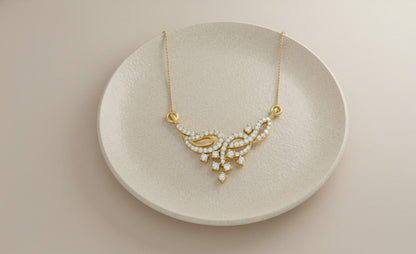Moissanite Leaf Pendant Necklace, Rose Gold Silver Jewelry Gift for Her Valentine Love