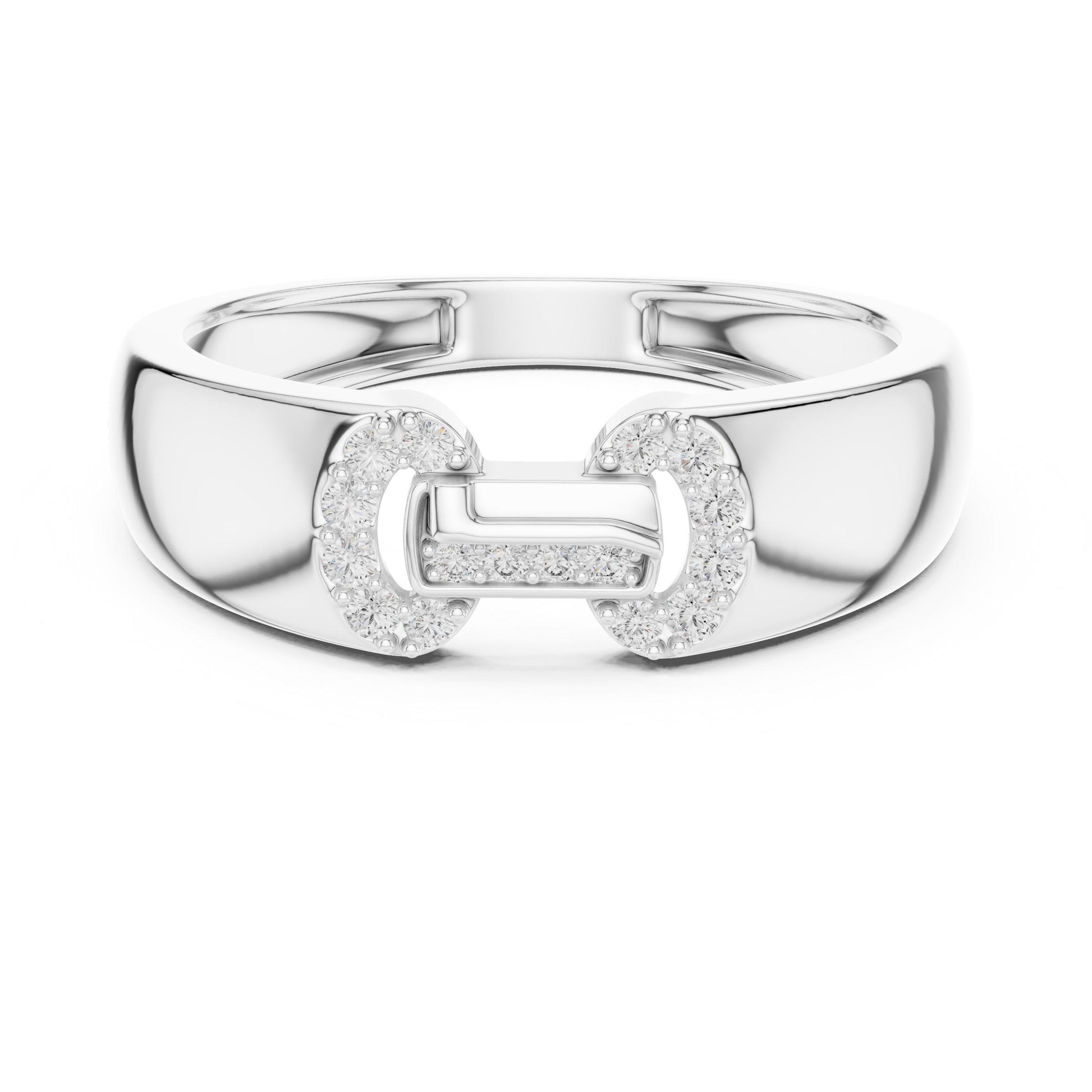 Riora luxury moissanite diamond band ring in rose gold, minimalist stacking design, perfect for wedding or anniversary jewelry.