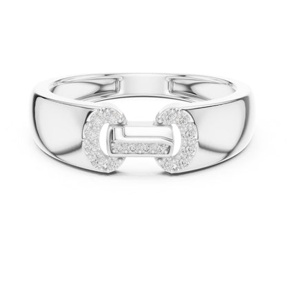 Riora luxury moissanite diamond band ring in rose gold, minimalist stacking design, perfect for wedding or anniversary jewelry.