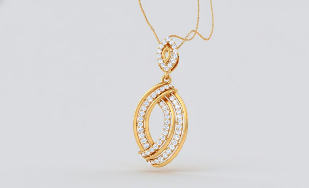 Moissanite Oval Pendant Necklace | Rose Gold, Adjustable Chain
