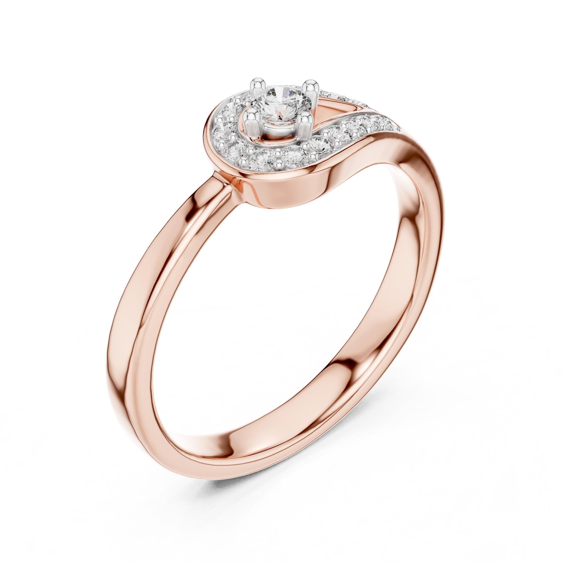 Riora twisted halo moissanite diamond engagement ring in solid gold with vintage style, bridal and wedding jewelry design.