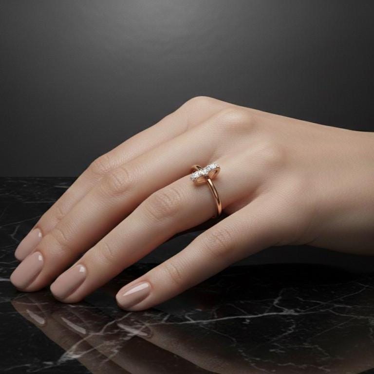 Moissanite Bar Ring | Dainty Diamond Look Ring | Hypoallergenic Stackable Promise Ring