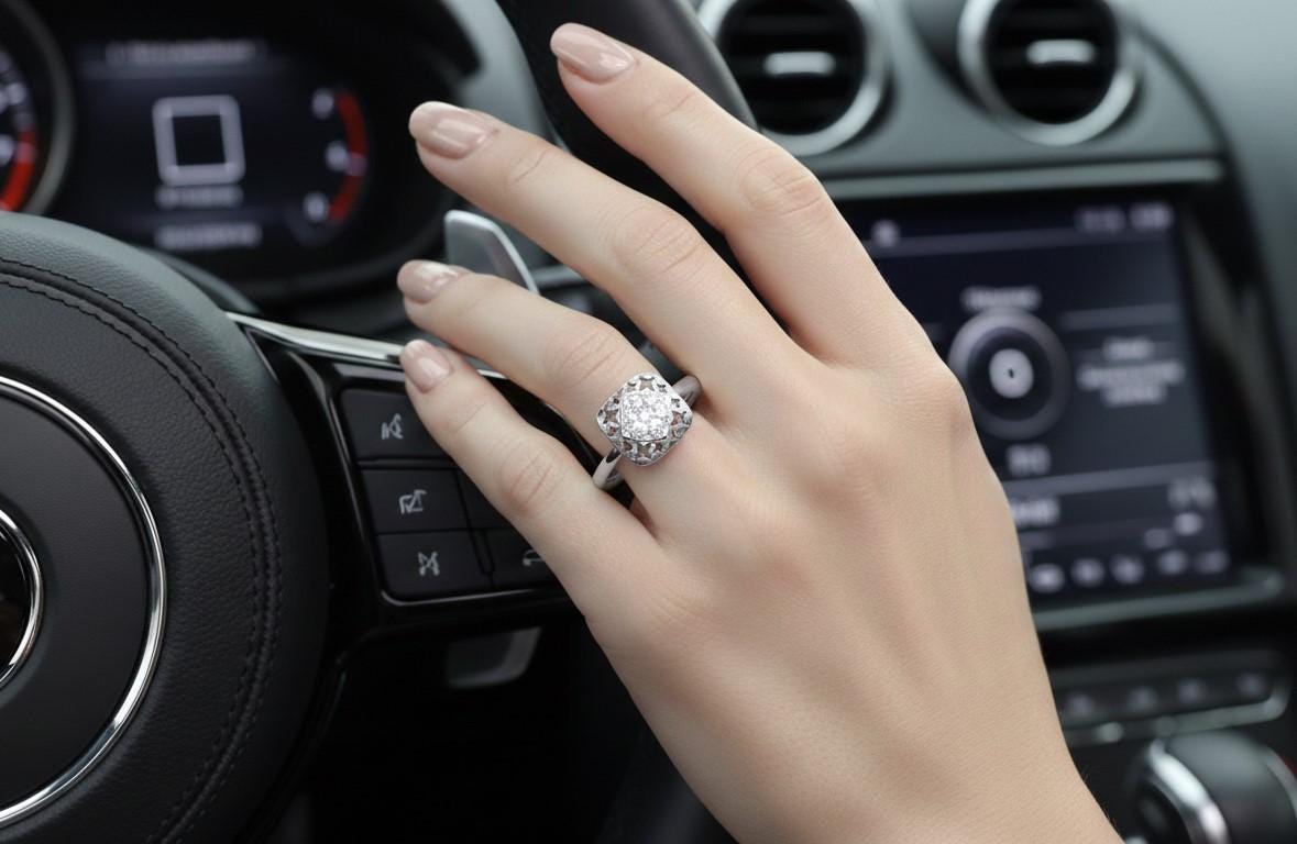 Moissanite Floral Statement Ring | Gold, Rose Gold & Silver | Hypoallergenic Fine Jewelry