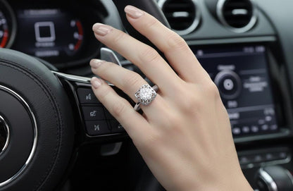 Moissanite Floral Statement Ring | Gold, Rose Gold & Silver | Hypoallergenic Fine Jewelry