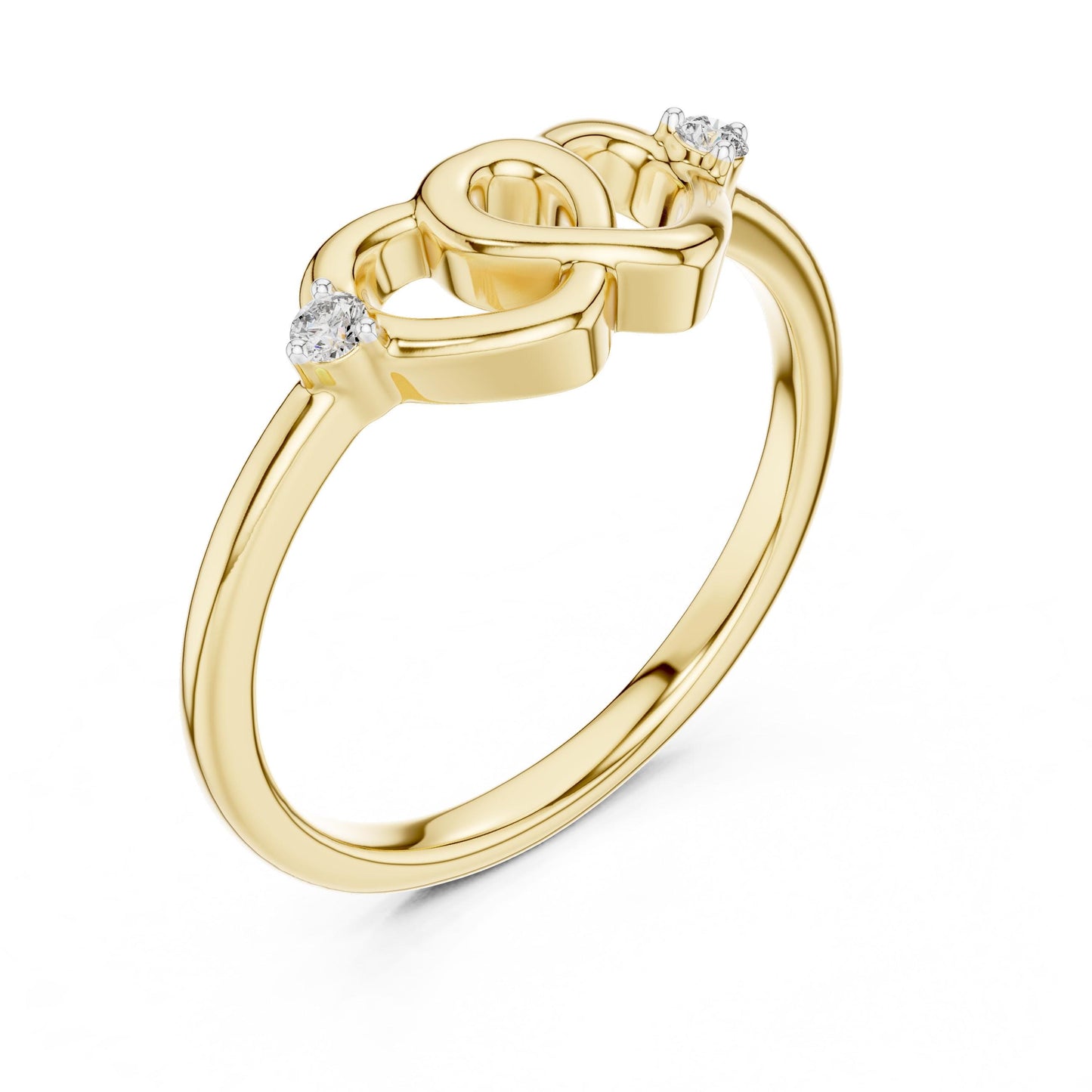 Silver triple heart moissanite ring with love knot design, romantic minimalist style for women, ideal for anniversaries or special gifts.