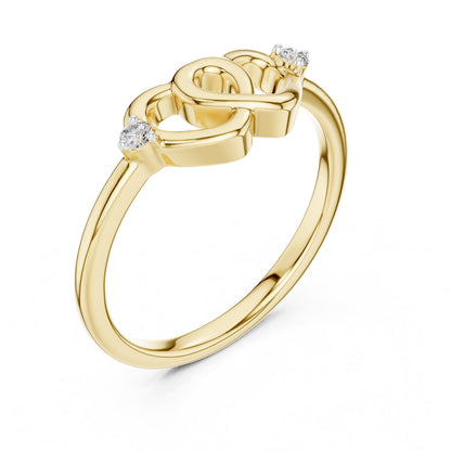 Silver triple heart moissanite ring with love knot design, romantic minimalist style for women, ideal for anniversaries or special gifts.