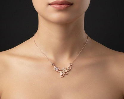 Moissanite Floral Pendant Necklace | Gold Rose Silver Jewelry  Gift for Her Valentine Love