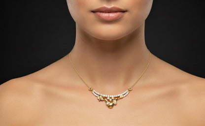 Moissanite Pendant Necklace Hypoallergenic Curved Floral Design Gold Rose Silver Elegant Gift Jewelry